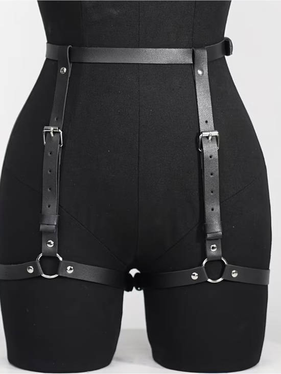 Accessories - Vegan Leather Garter Belt Thigh Harness Shaping Belt Y2K Goth Rave One Size